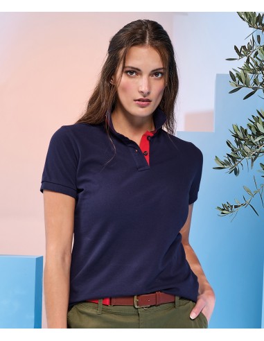 A-AQ022-Polo contrasté femme